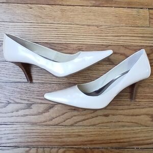 Calvin Klein Light Nude Patent Pointed Toe Pumps